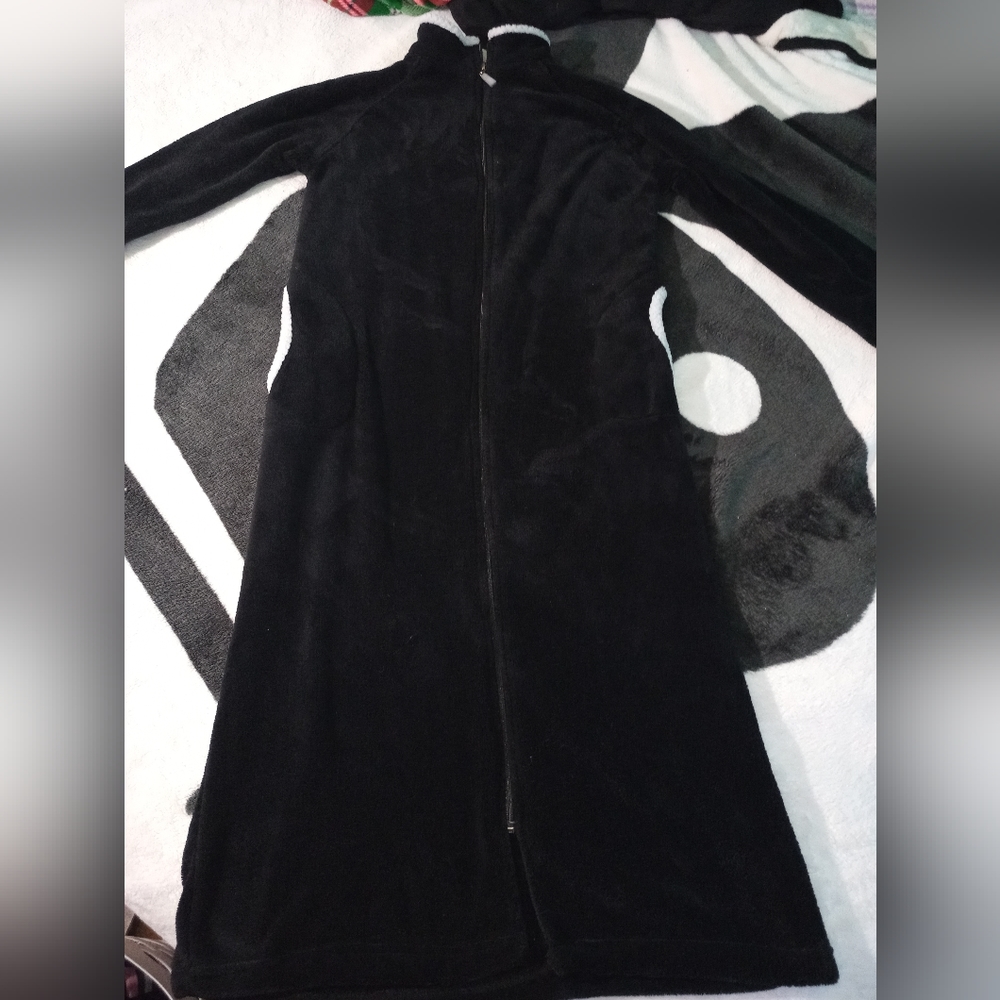 Black with white trim robe